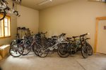 Off the mud room is the main garage with plenty of bikes